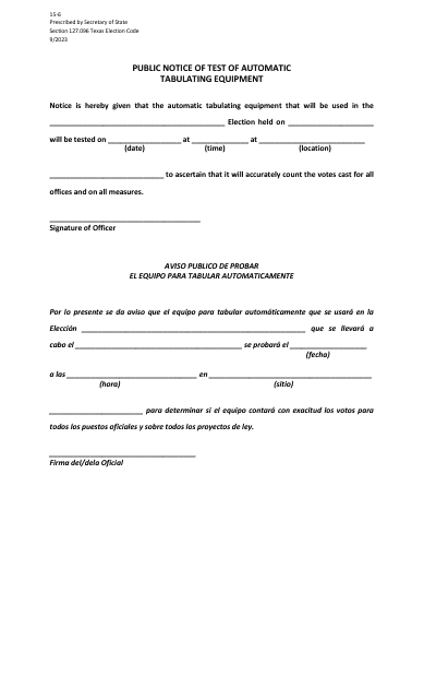 Form 15-6  Printable Pdf