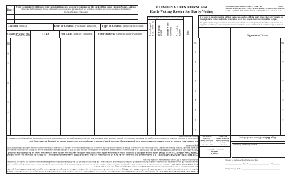 Document preview: Form 7-61 Combination Form for Early Voting by Personal Appearance ' Application, Poll List, Affidavits - Texas
