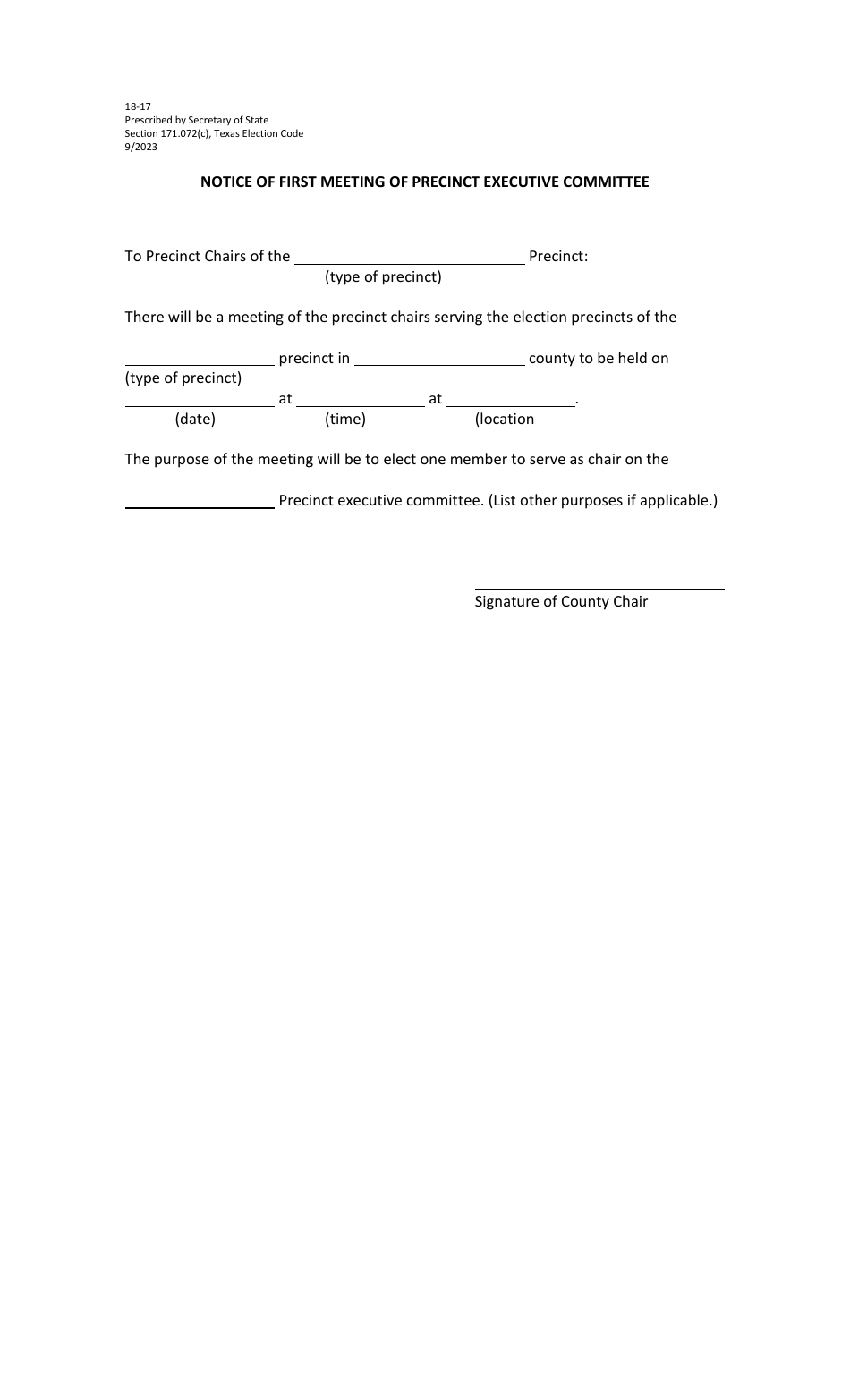 Form 18-17 - Fill Out, Sign Online and Download Printable PDF, Texas ...