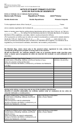Document preview: Form 18-7 Notice of Runoff Primary Election - Texas (English/Spanish)