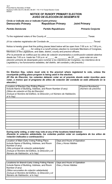 Form 18-7  Printable Pdf