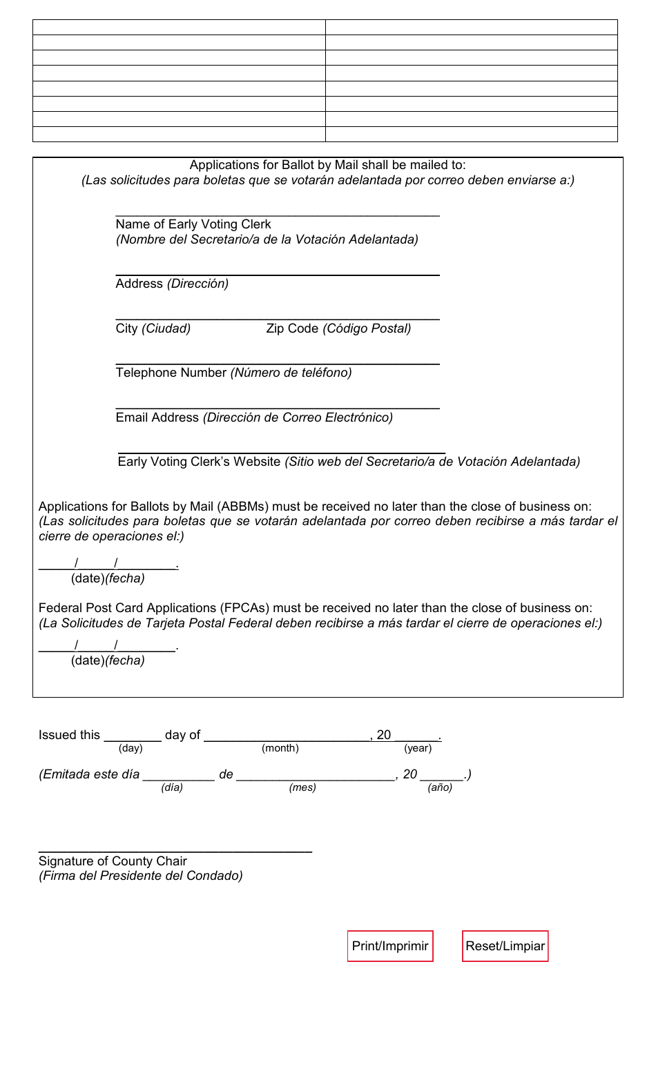 Form 18-7 Notice of Runoff Primary Election - Texas (English / Spanish), Page 2