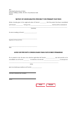 Document preview: Form 18-3 Notice of Consolidated Precinct for Primary Election - Texas (English/Spanish)