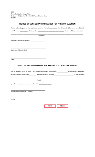 Form 18-3  Printable Pdf