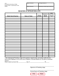 Document preview: Form 7-93 Register of Spoiled Ballots - Texas