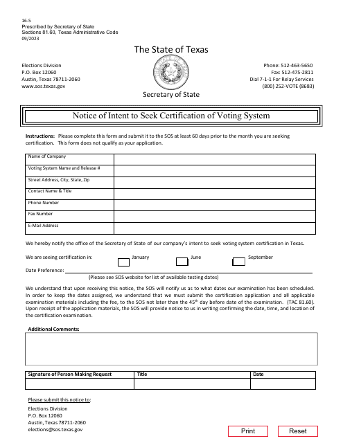 Form 16-5  Printable Pdf