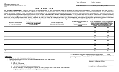 Form 7-63 Oaths of Assistance and Oath of Interpreters - Texas