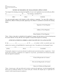 Document preview: Form 21-36 Notice of Hearing of Challenged Application - Texas (English/Spanish)