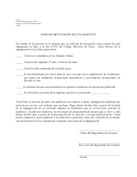 Form 21-34 Notice of Challenge of Application - Texas (English/Spanish), Page 2