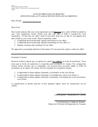 Document preview: Form 21-42 Date of Birth Update Request Letter - Texas (English/Spanish)
