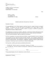 Form 21-45 Notice of Examination for Death (Verification of Voter Status Letter) - Texas (English/Spanish), Page 2