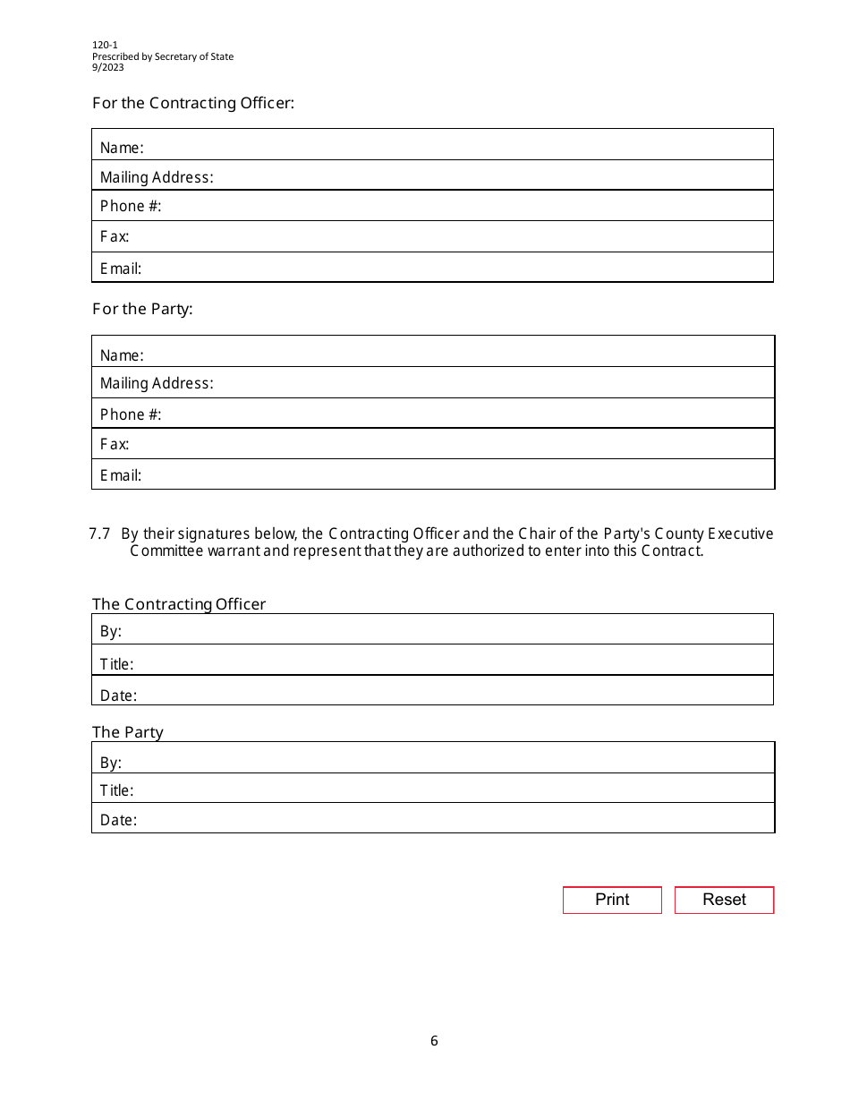 Form 20-1 Primary Election Services Contract - Texas, Page 6