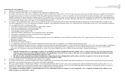 Form 21-60 Provisional Voters Appearing to Voter Registrar During Cure Period and Instructions - Texas, Page 2