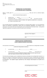 Document preview: Form 22-5 Termination of Appointment as Volunteer Deputy Registrar - Texas (English/Spanish)