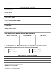 Document preview: Form 25-5 Registration of Printers/Vendors - Texas