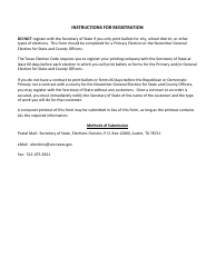 Form 25-5 Registration of Printers/Vendors - Texas, Page 3