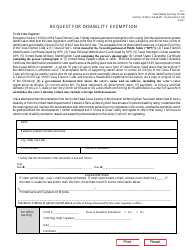 Document preview: Form 21-7 Request for Disability Exemption (Permanent) - Texas (English/Spanish)