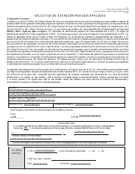 Form 21-7 Request for Disability Exemption (Permanent) - Texas (English/Spanish), Page 2