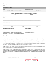 Document preview: Form 22-3 Voluntary Deputy Registrar - Request for Appointment - Texas (English/Spanish)