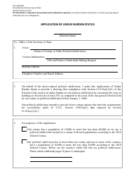 Document preview: Form 16-1 Application of Undue Burden Status - Texas