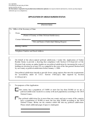 Form 16-1 Application of Undue Burden Status - Texas