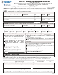 Document preview: University - Medical Immunization Exemption Certificate - Nevada