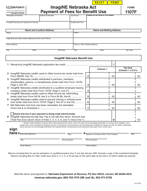 Form 1107F  Printable Pdf