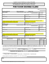 Document preview: Formulario Para Obtener Cita De Consejeria Recomendante Sobre Custodia De Los Hijos - County of Alameda, California (Spanish)