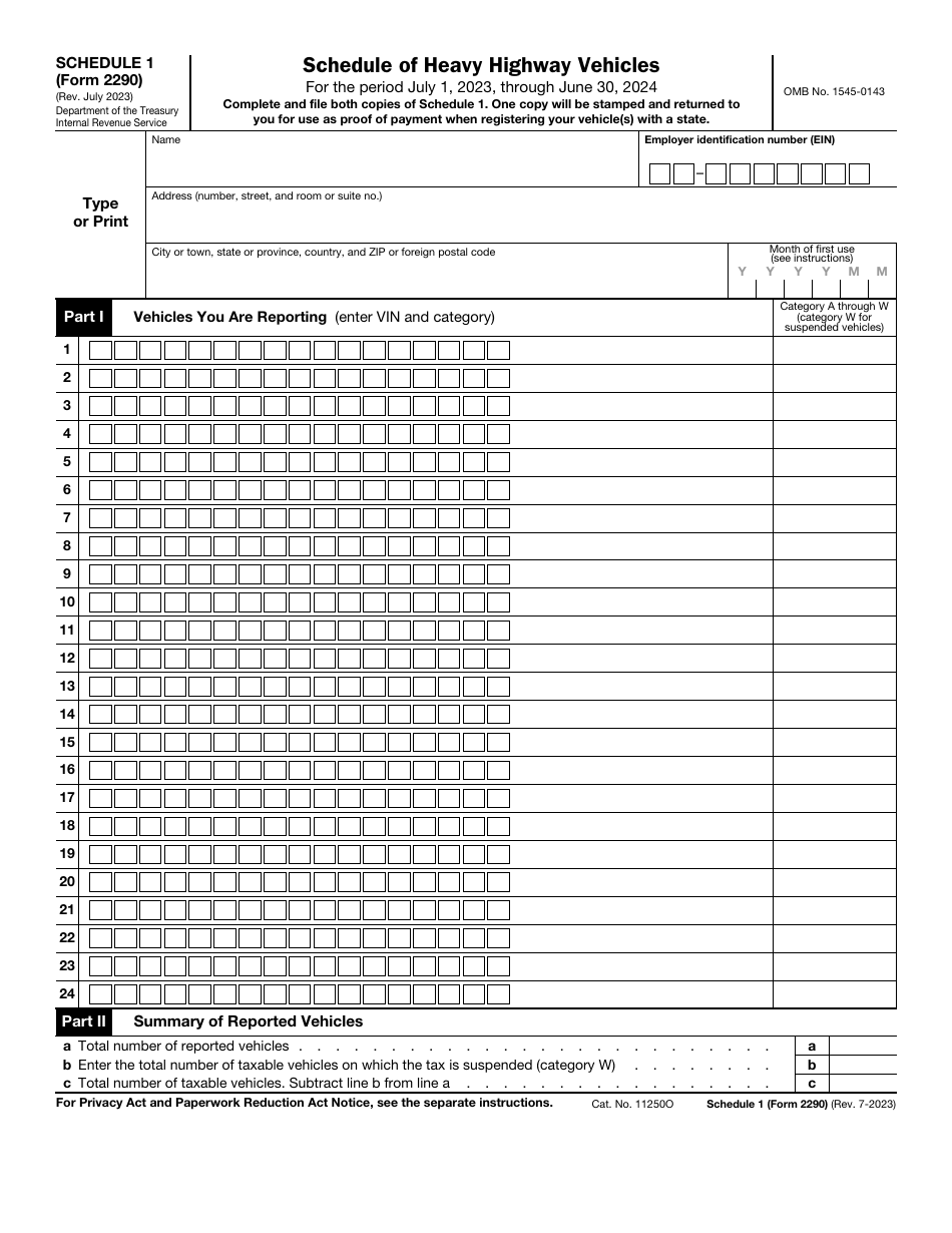 IRS Form 2290 Download Fillable PDF or Fill Online Heavy Highway ...