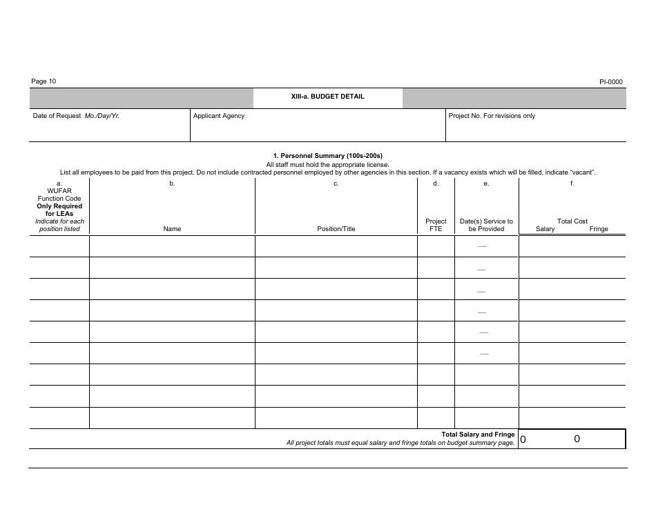 Form PI-0000 Uniform Grant Application for Competitive Grants - Wisconsin, Page 10
