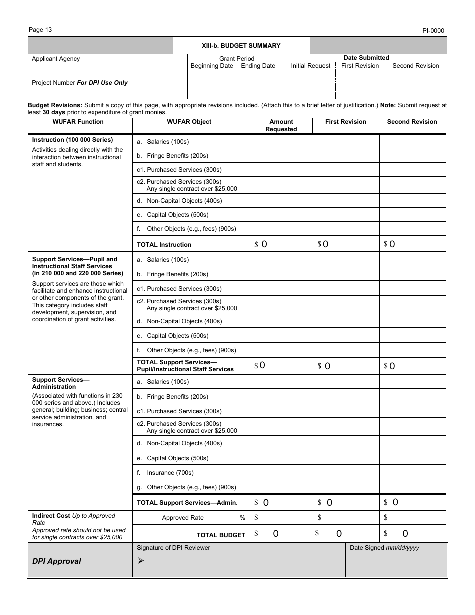 Form PI-0000 Uniform Grant Application for Competitive Grants - Wisconsin, Page 13