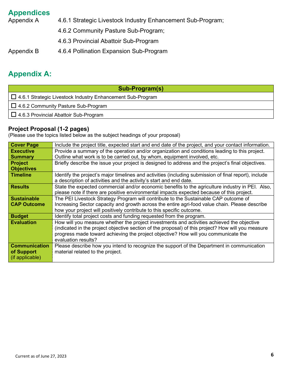 Application Form - General - Pei Livestock Strategy Program - Prince Edward Island, Canada, Page 6
