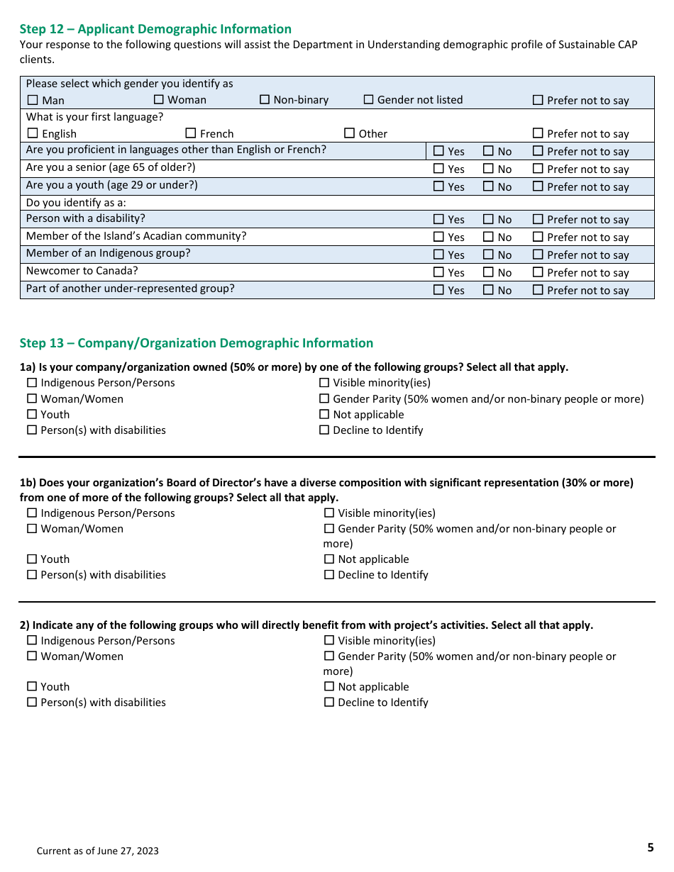 Application Form - General - Perennial Crop Development Program - Prince Edward Island, Canada, Page 5