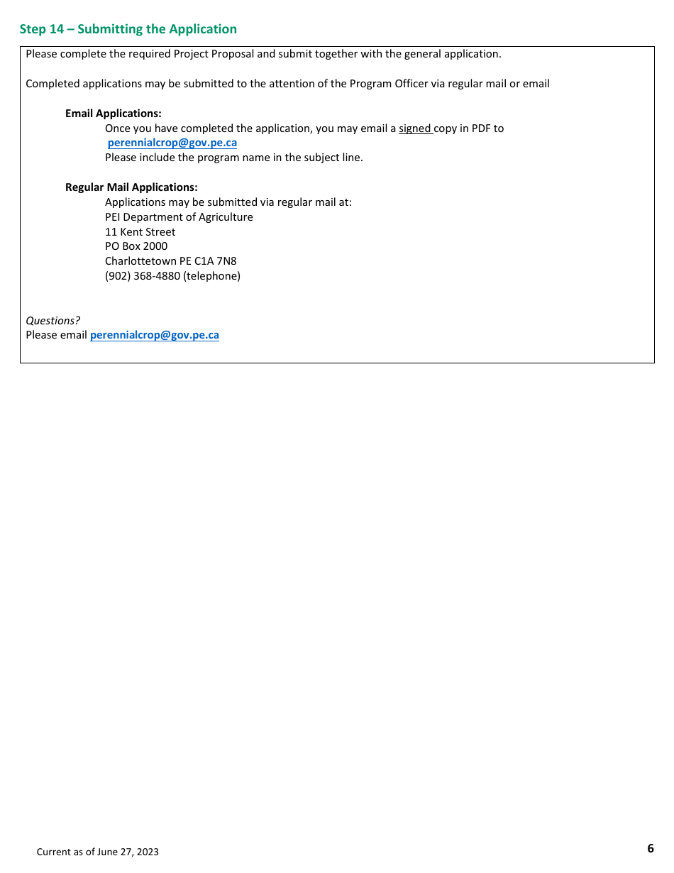 Application Form - General - Perennial Crop Development Program - Prince Edward Island, Canada, Page 6