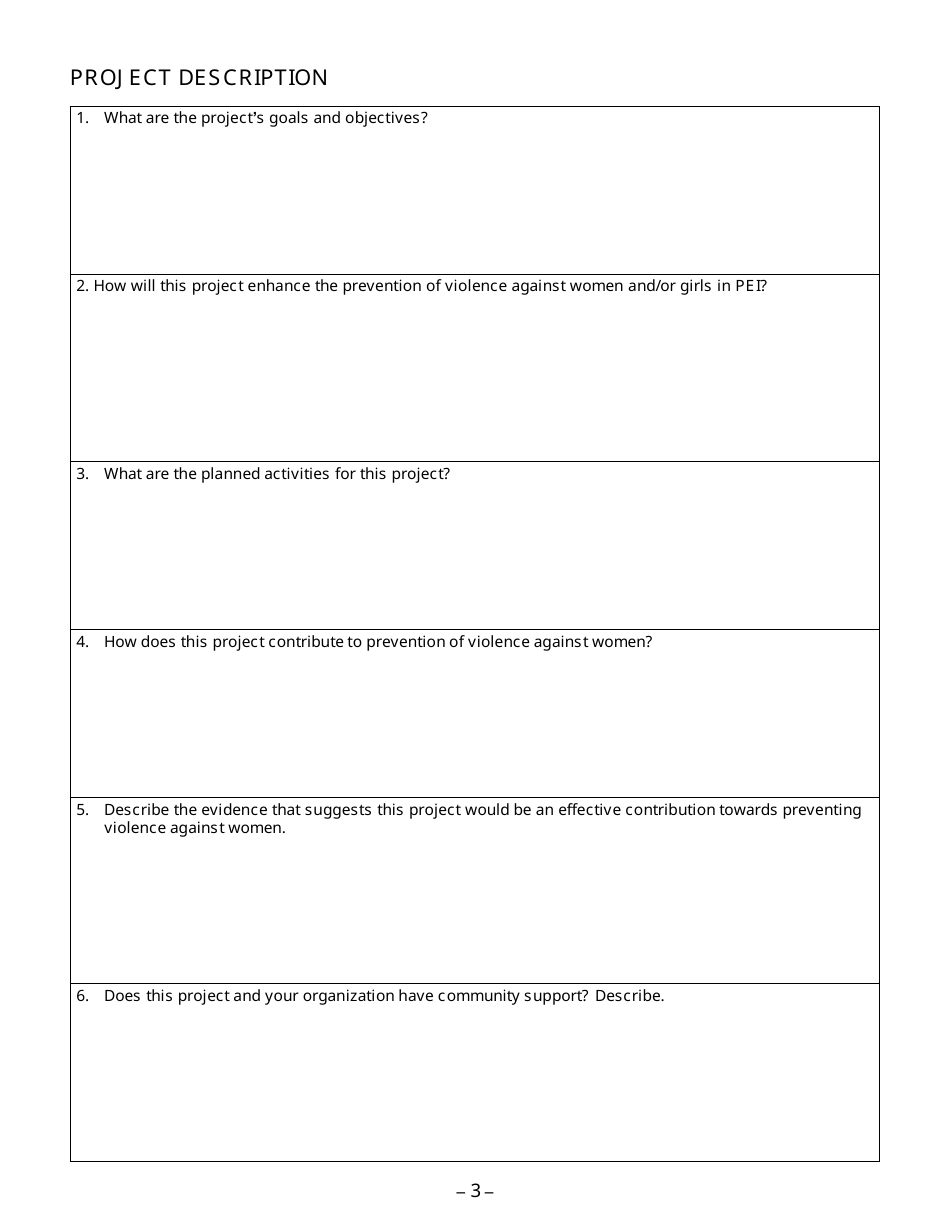 Interministerial Womens Secretariat Violence Against Women Prevention Grant Application Form - Prince Edward Island, Canada, Page 3