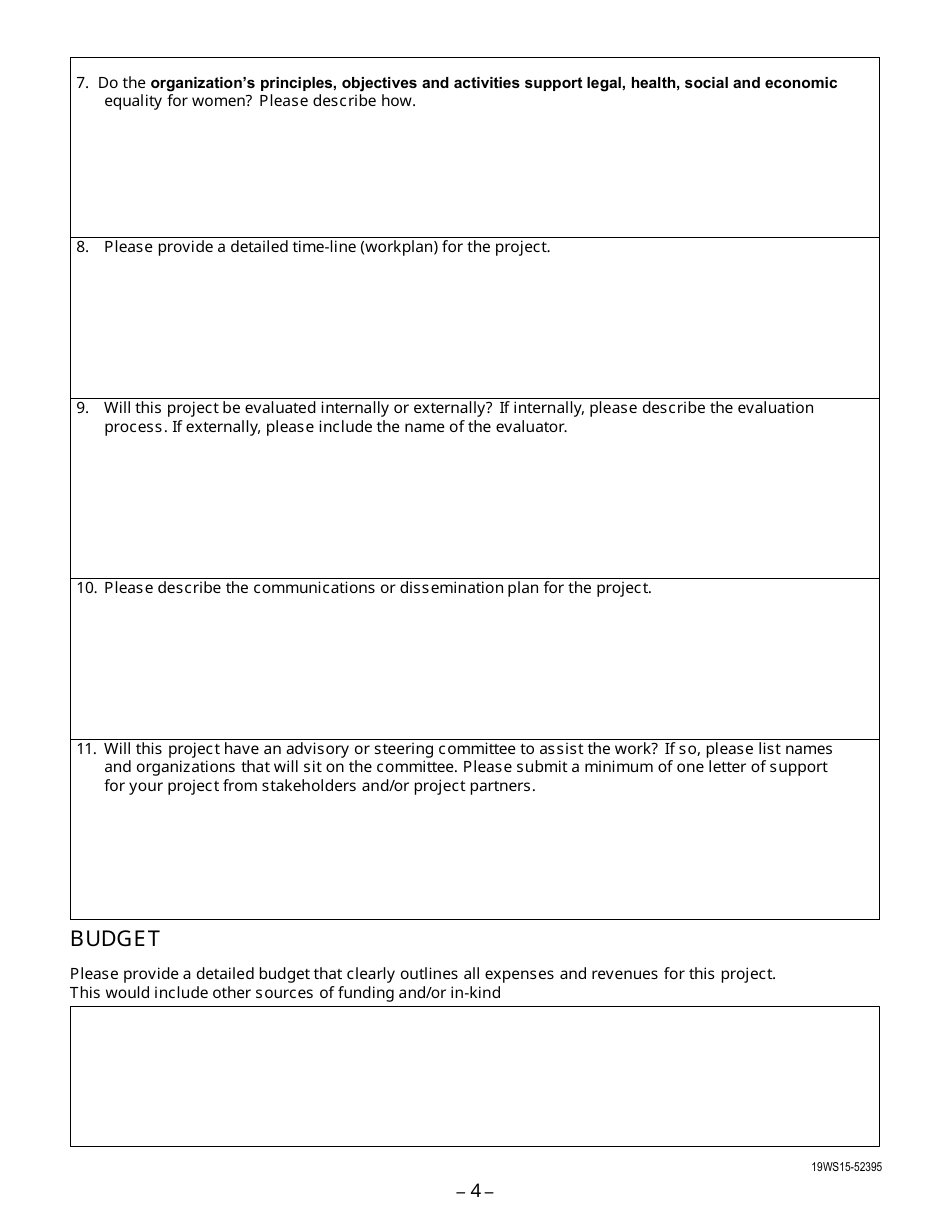 Interministerial Womens Secretariat Violence Against Women Prevention Grant Application Form - Prince Edward Island, Canada, Page 4