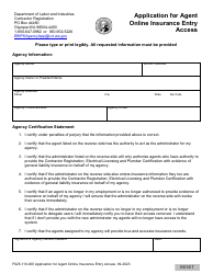 Document preview: Form F625-110-000 Application for Agent Online Insurance Entry Access - Washington