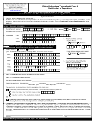 Document preview: Clinical Laboratory Technologist Form 4 Certification of Experience - New York