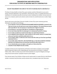 Organization User Application for Access to State of Arizona Health-E-arizona Plus - Arizona, Page 2