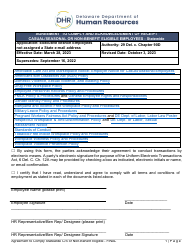 Document preview: Agreement to Comply and Acknowledgment of Receipt - Casual/Seasonal or Non-benefit Eligible Employees - Statewide - Delaware