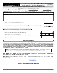 Document preview: Arizona Form 165PA (ADOR11293) Schedule K-1(NR) Arizona Nonresident and Out-of-State Partner's Share of Arizona Partnership Adjustment - Arizona, 2022