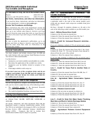 Instructions for Arizona Form 301-SBI Nonrefundable Individual Tax Credits and Recapture - Arizona