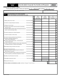 Document preview: Arizona Form 300 (ADOR10128) Nonrefundable Corporate Tax Credits and Recapture - Arizona