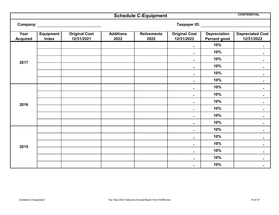 Form 82056 Property Tax Forms - Telecommunications Companies - Arizona, Page 19