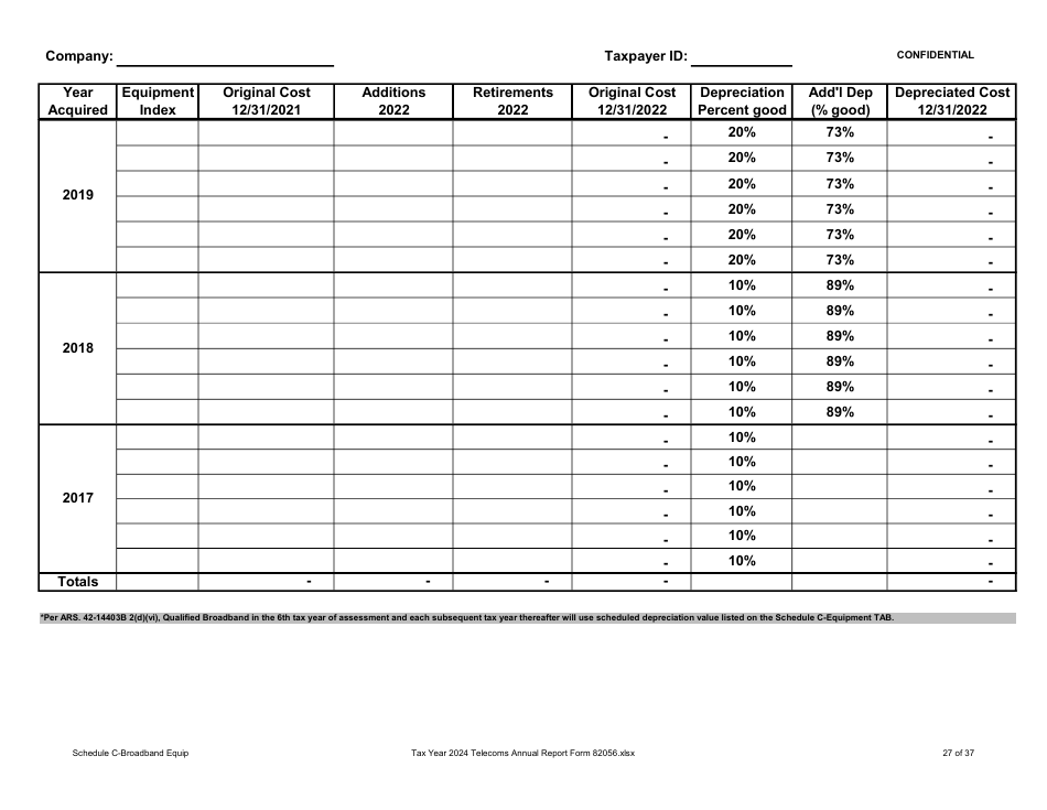 Form 82056 Property Tax Forms - Telecommunications Companies - Arizona, Page 27