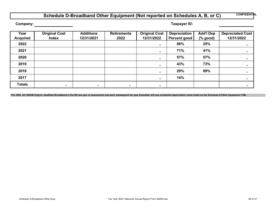 Form 82056 Property Tax Forms - Telecommunications Companies - Arizona, Page 29