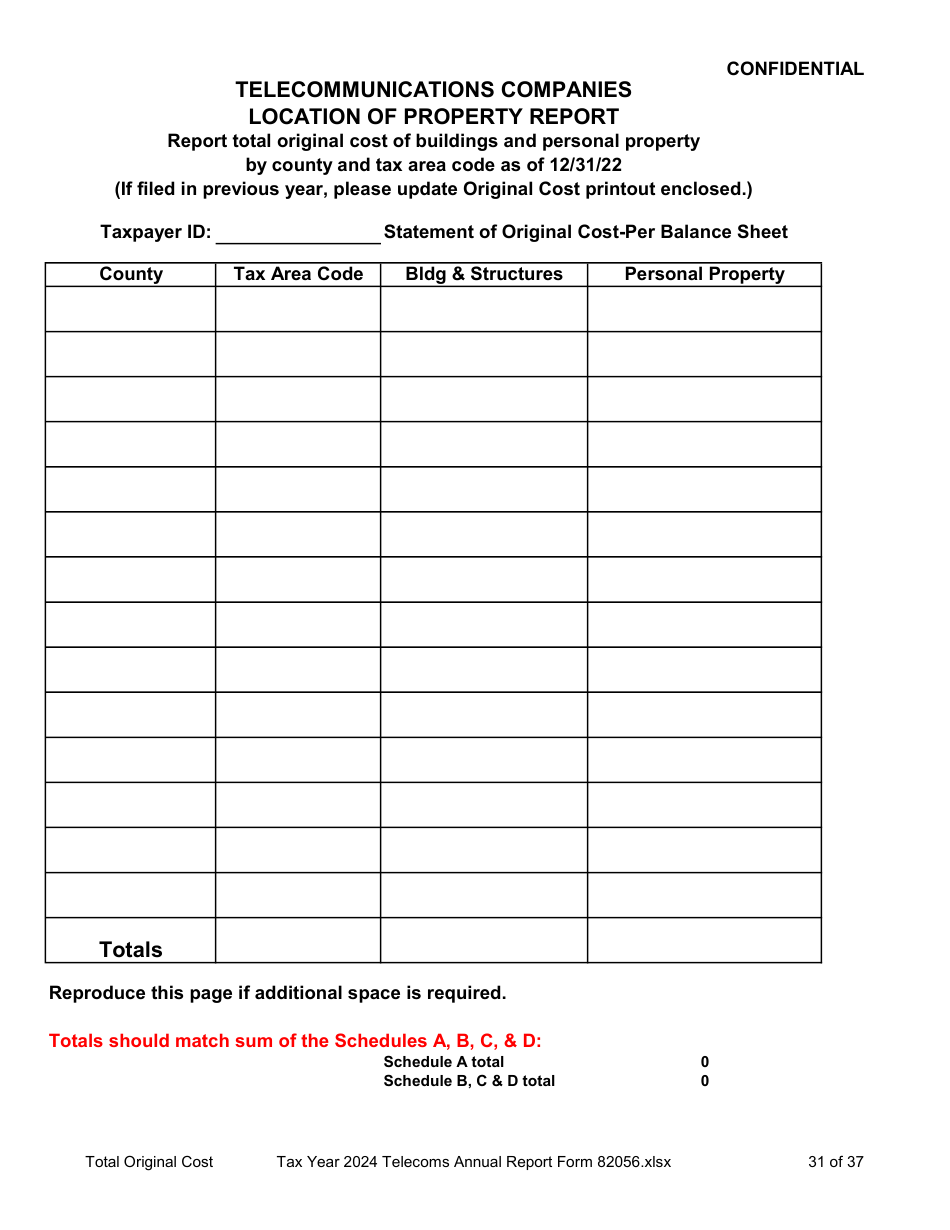 Form 82056 Property Tax Forms - Telecommunications Companies - Arizona, Page 31