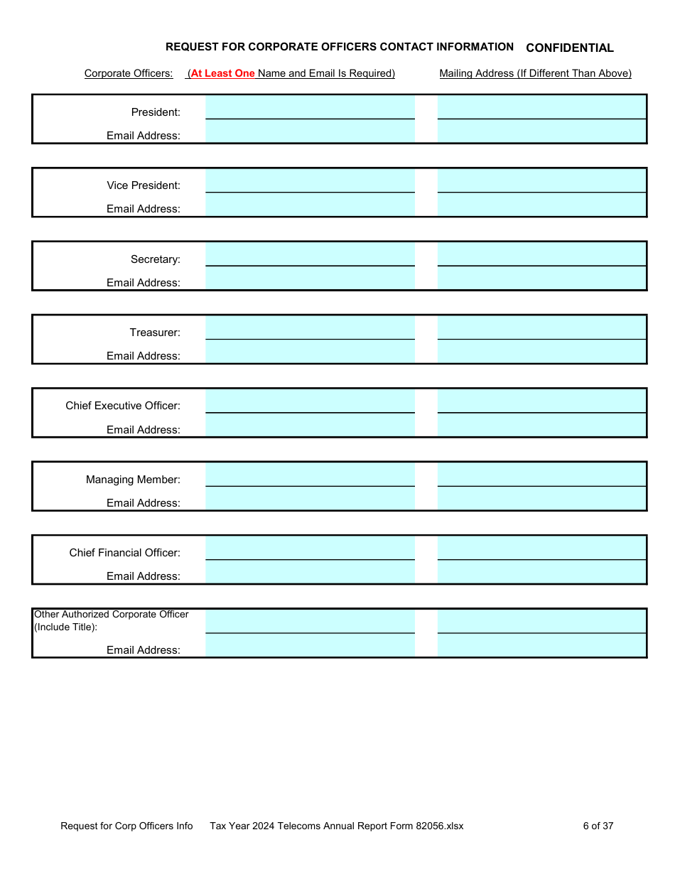 Form 82056 Property Tax Forms - Telecommunications Companies - Arizona, Page 6