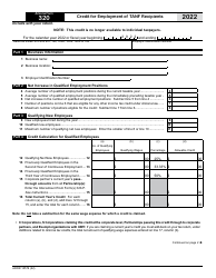 Document preview: Arizona Form 320 (ADOR10579) Credit for Employment of TANF Recipients - Arizona, 2022