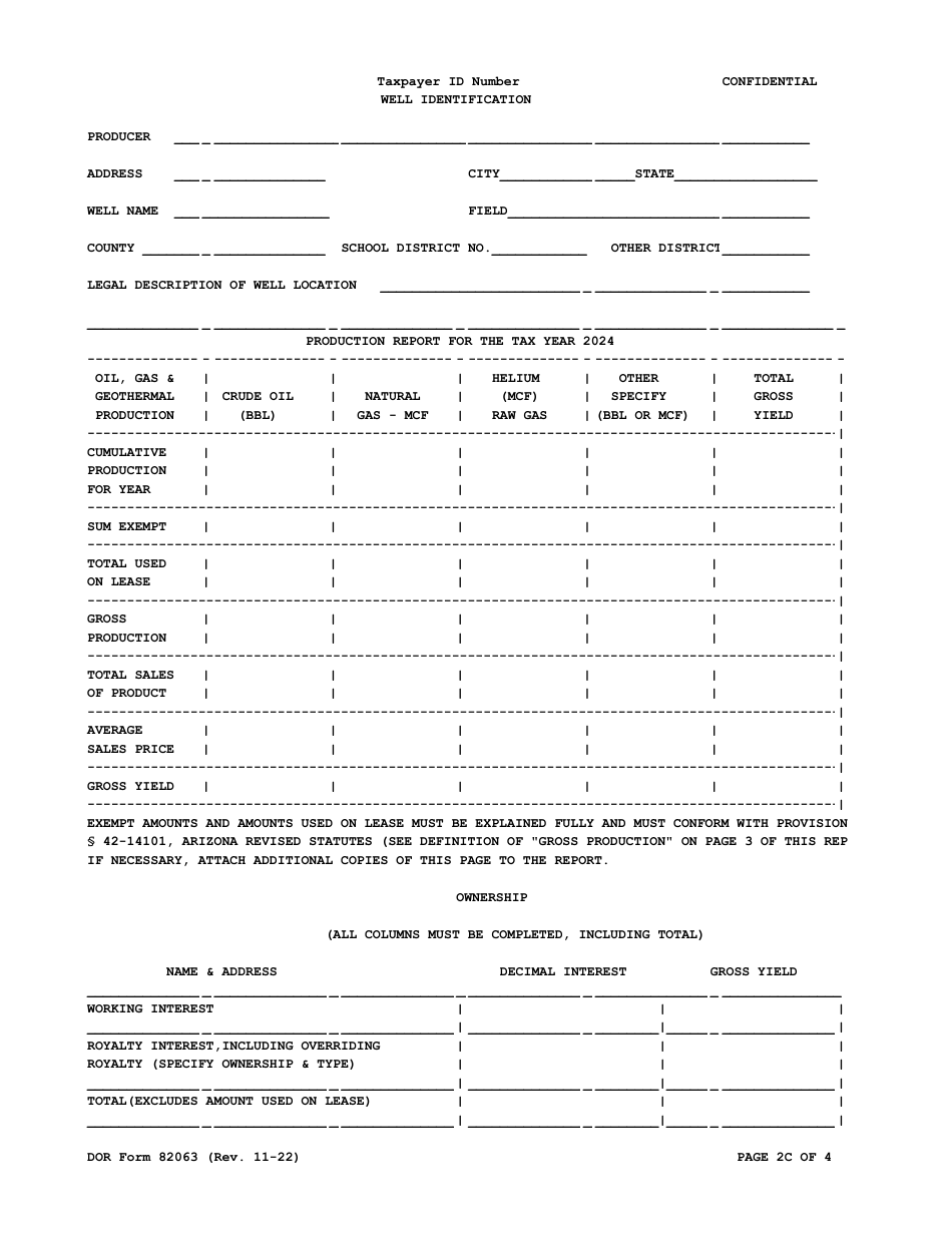 DOR Form 82063 Property Tax Form - Oil, Gas and Geothermal Interests - Arizona, Page 4